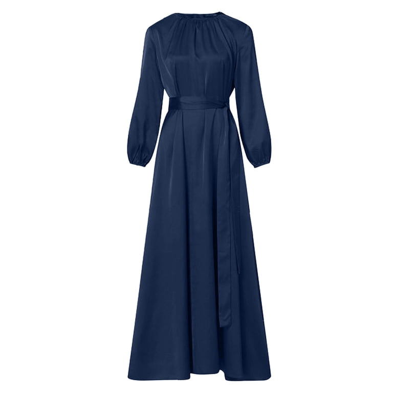 satin long sleeve maxi dress modest Satin Maxi Dress