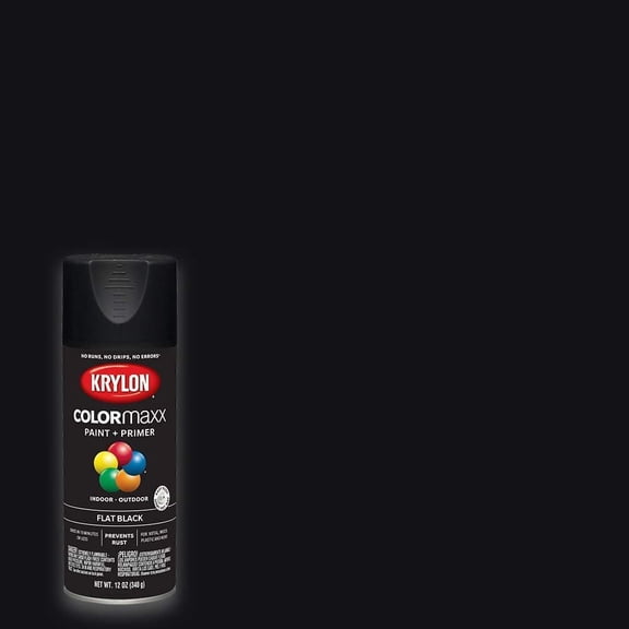 Krylon K05546007 COLORmaxx Spray Paint and Primer for Indoor/Outdoor Use, Flat Black - New