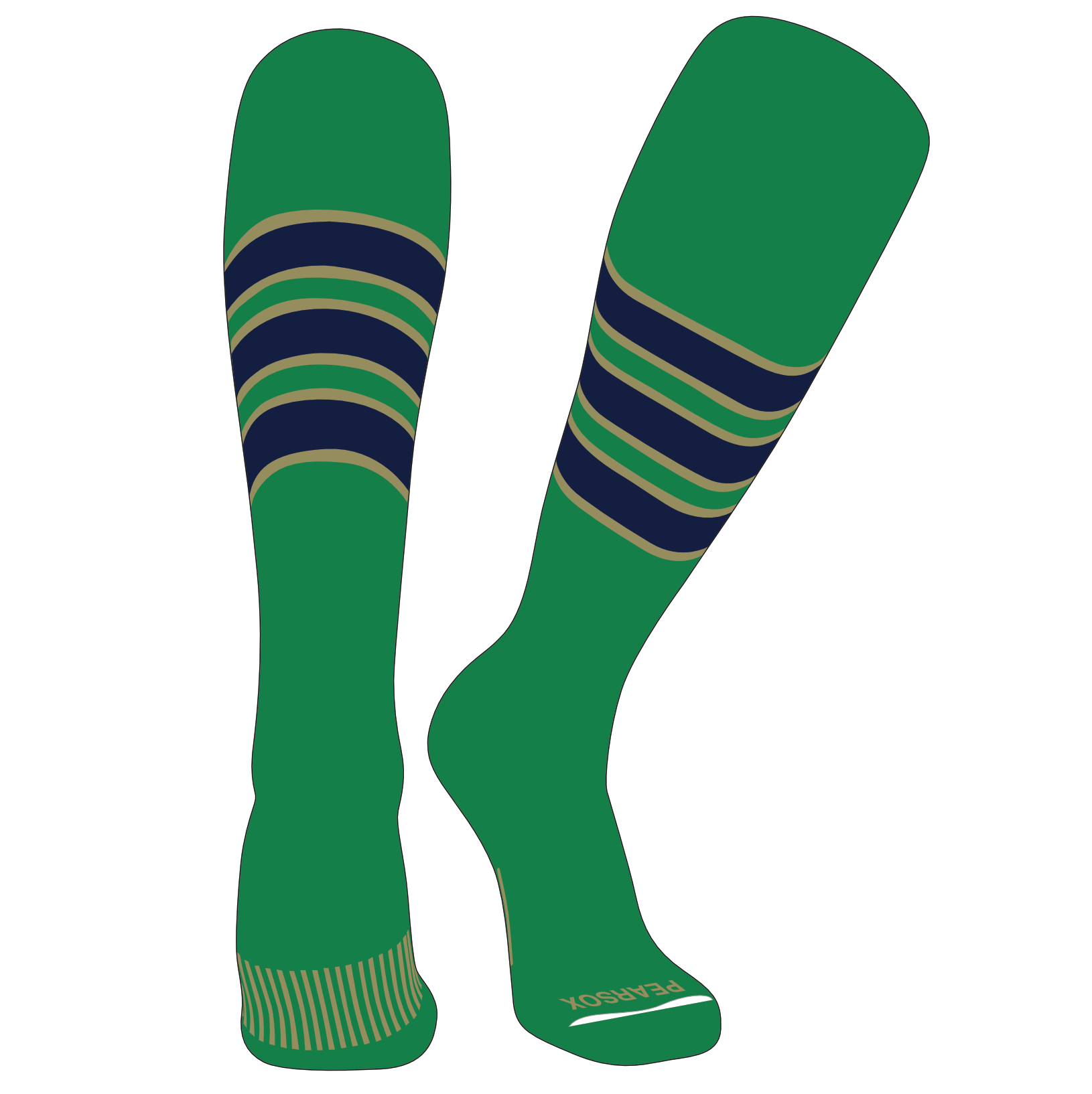 PEARSOX Elite Baseball Knee High Socks (D) Kelly, Vegas Gold, Navy