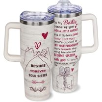 Best Friend Birthday Gifts Female, Bestie Gifts 40 oz Bestie Tumbler with Handle and Straw, Best Friend Travel Mug Friendship Gifts for Women, Vacuum Stainless Steel Insulated Cup