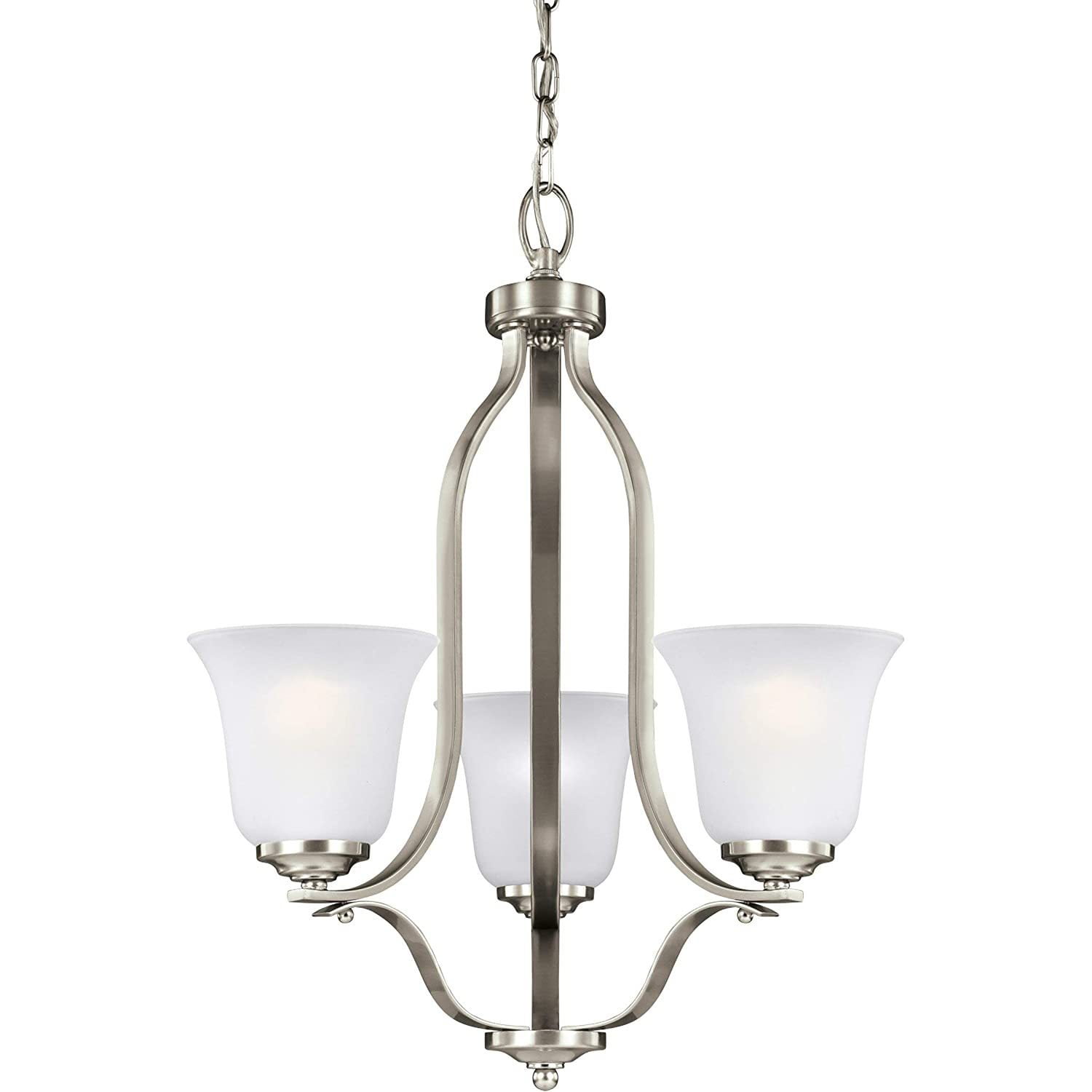 Emmons Brushed Nickel Mini Chandelier with Satin Etched Glass