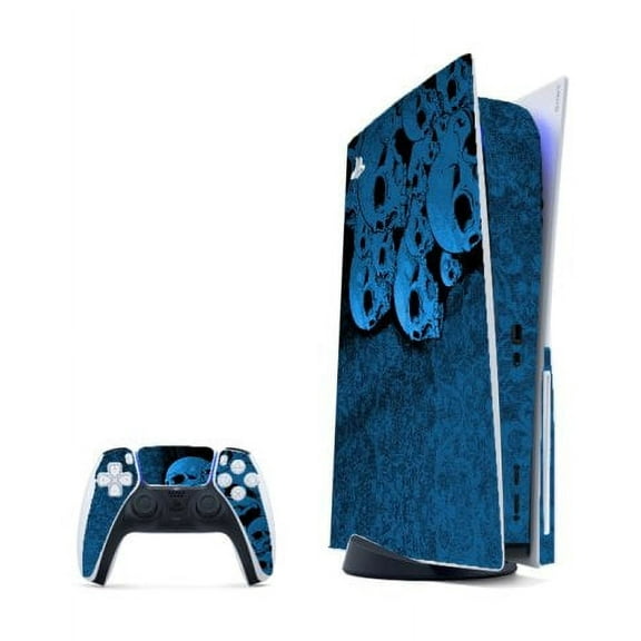 PlayStation 5 BLACK BLUE SKULLS Console Skin