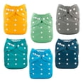thumbnail image 1 of Paquete de 6 pañales de tela para bebés ALVABABY con 12 insertos ajustables, 1 of 8