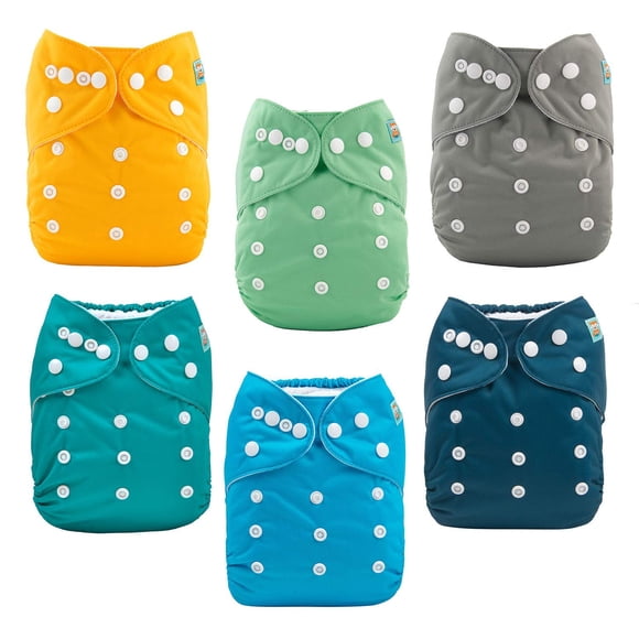 Paquete de 6 pañales de tela para bebés ALVABABY con 12 insertos ajustables