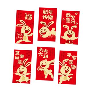 Chinese Zodiac Rabbit 2023 Red Packets Cartoon Childrens Gift Money Packing  Bag for Chinese Traditional Spring Festival 10 CARDS B 