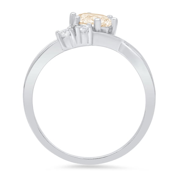 0.87 ct Round Cut Natural Morganite Three-Stone Engagement Ring for Women in 18K White Gold