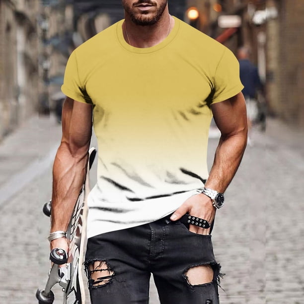 Tops para hombre, blusas y camisas de manga corta con cuello redondo para hombre, jersey informal de moda con estampado de cuello redondo para hombre, pantalones cortos deportivos para fitness, blusa