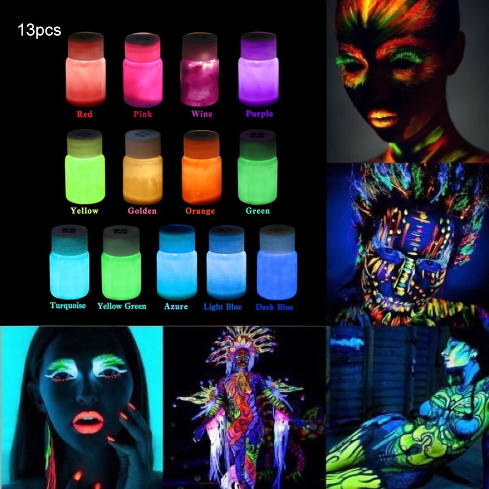 Valatala Glow in The Dark Paint Set Self-Luminous Phosphorescent Glowing  Paints for Wall Body Painting