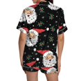 thumbnail image 5 of Christmas Black Pajamas for Women Set Women Pajamas Graphic Printed Silk Satin Cute Sleepwear Buttons Short Sleeve Tops Shorts Sets Womens Sleepwear, 5 of 5