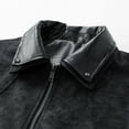 thumbnail image 6 of Kilaqueen Leather Jacket for Men Faux Leather Lapel Long Sleeve Zip Up Bomber Jacket with Pockets 90s Vintage Biker Racing Moto Jackets, 6 of 9