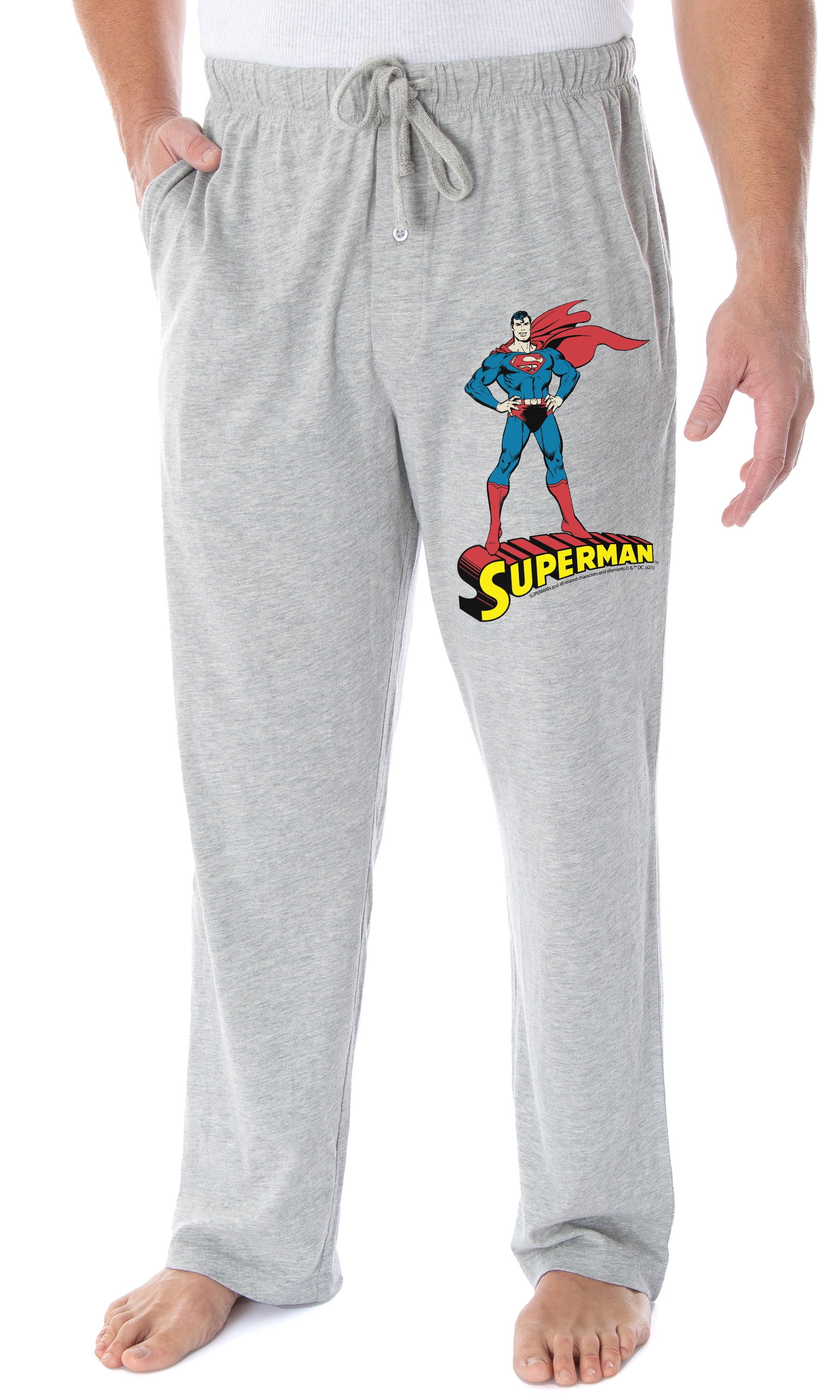 DC Comics Mens Superman The Man of Steel Script Logo Superhero Loungewear Pajama Pants 