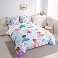 thumbnail image 3 of Erosebridal Little Princess Bed in a Bag Queen Size,Kawaii Girls Bed Set,Blue Flower Caslte Bedding Queen Size For Girls,Ultra Soft Room Decor Reversible,7 Pieces, 3 of 7