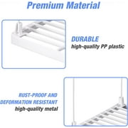 NiHome 4Pack Stackable Plastic Kitchen Storage Shelf Foldable Rack, White Kitchen Cabinet Organizer and Storage Shelves Stackable Expandable Storage Racks for Counter Cabinet Pantry