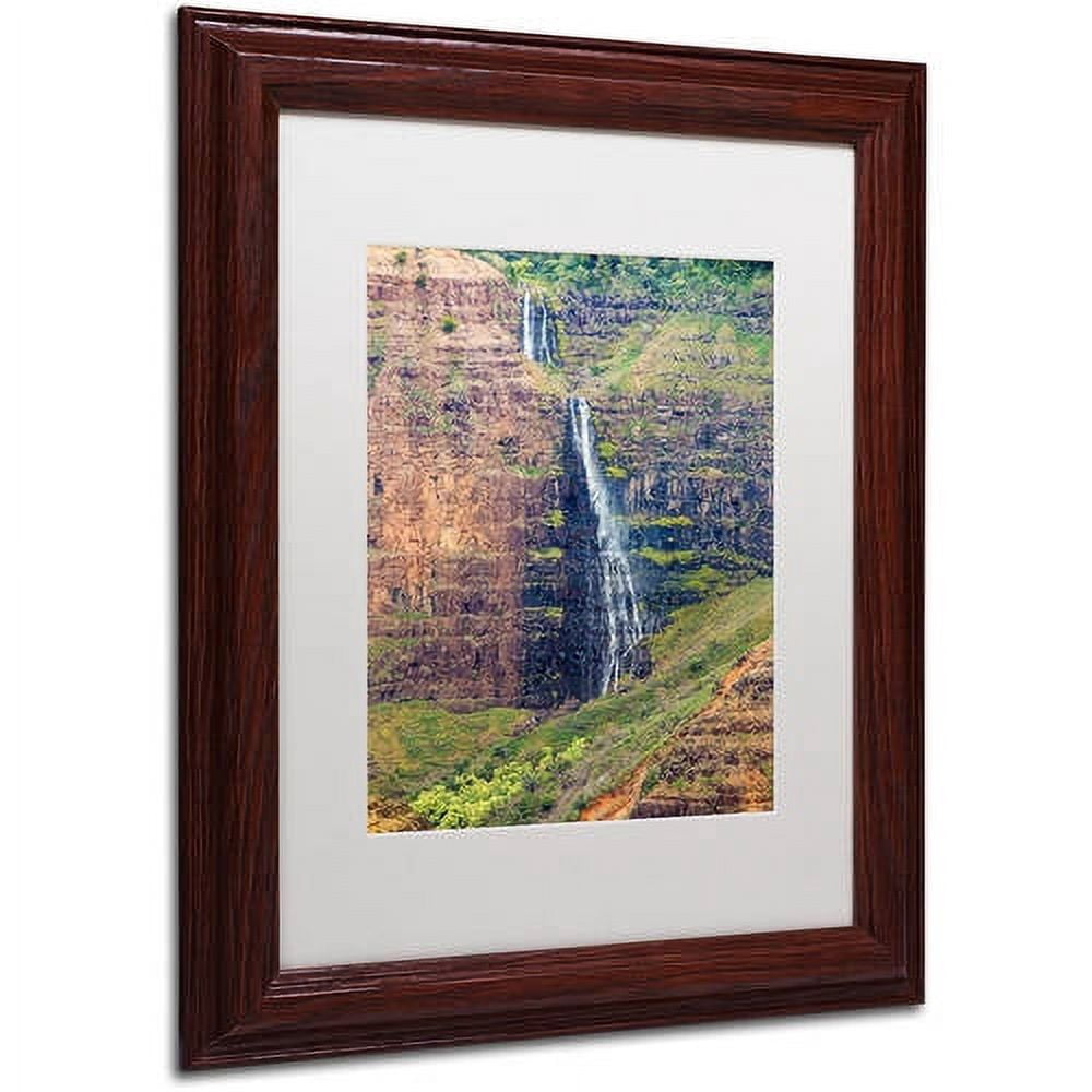Trademark Fine Art 'Waipoo Falls' Canvas Art by Pierre Leclerc, White Matte, Wood Frame