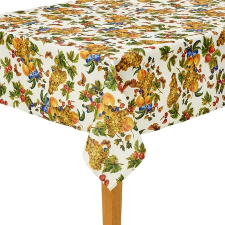 

Violet Linen European Garden Fruits Pattern Polyester Woven Printed Fabric Beige/Multi 60 Inch by 104 Inch Seats 8 to 10 people Tablecloths