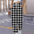 thumbnail image 2 of VSSSJ Women Lattice Print Sweatpants Loose Drawstring Elastic Waist Trousers with Pocket Casual Daily Baggy Comfortable Sport Pants Black S, 2 of 5