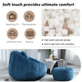 thumbnail image 2 of Chenille Upholstered Round Lazy Cozy Bean Bag Chair with Ottoman-Navy Blue, 2 of 5