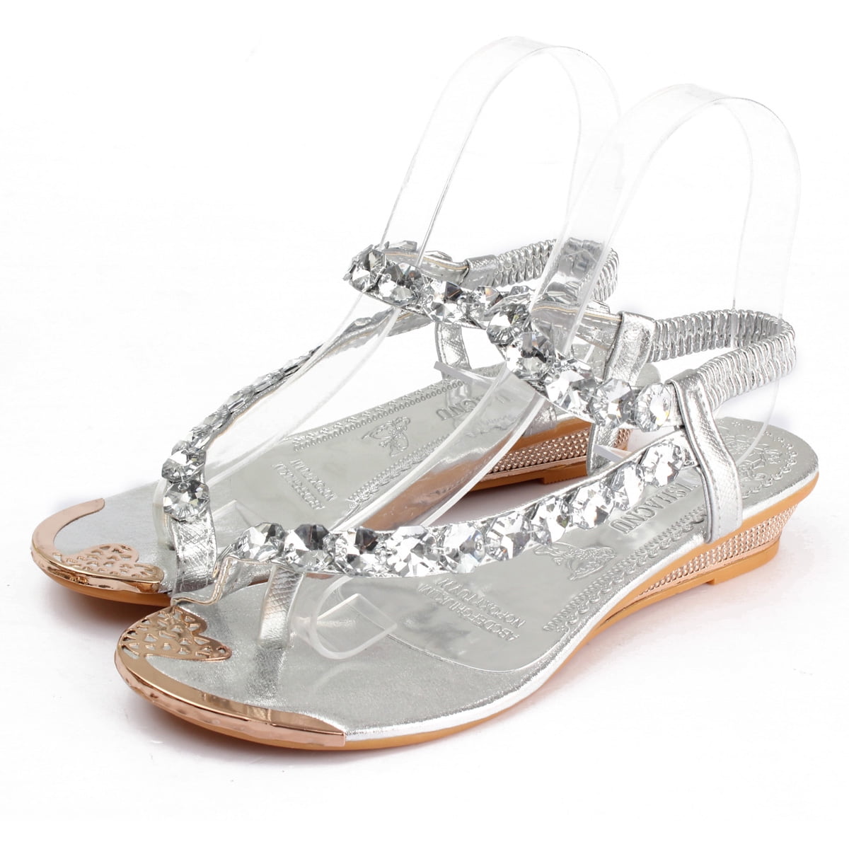 ladies diamante flip flops