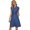 Royal Blue, variant on Women's Button Down Belted Denim Dress with Pockets Knee Length Band Collar Cap Sleeves sixty five percent cotton