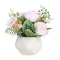 thumbnail image 2 of PONPRNGY Potted Peony Artificial Flowers Indoor Fake Plant Bathroom Accessories Decor, Faux Silk Flowers Arrangement in Vase Centerpieces for Tables Dresser Shelf Decor, 2 of 8