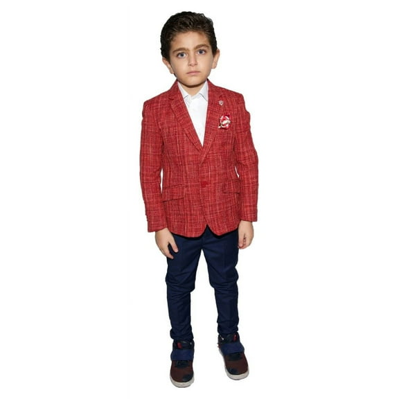 Elie Balleh Boy's Red Melange Blazers Sports Coat Jacket