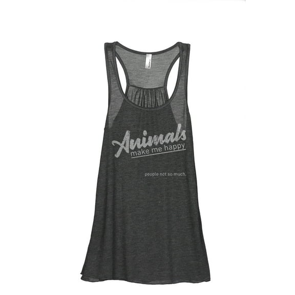 Animals Make Me Happy Women's Fashion Sleeveless Flowy Racerback Workout Yoga Tank Top Charcoal Grey Medium