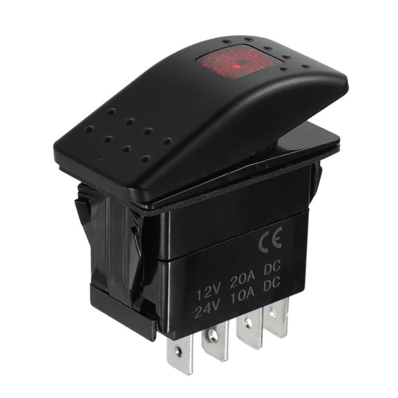 Unique Bargains 1 Pcs 5 Pins Generator Rocker Start Stop Switch Button Red Lens Fit for RV Onan