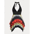 thumbnail image 2 of Tankini en Talla Extra con Estampado Tropical Rosegal  Camisetas sin mangas de talla grande, 2 of 5
