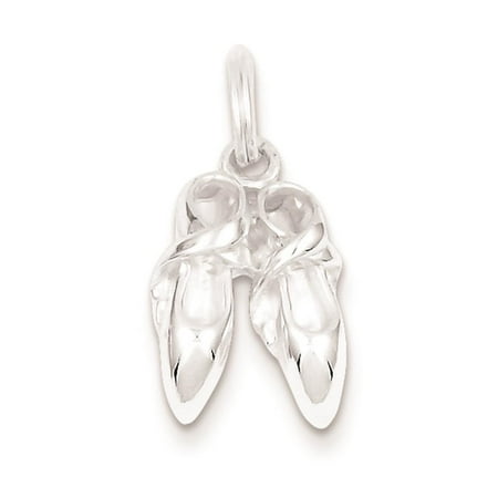 925 Sterling Silver 3-D Polished Ballerina Slipper Solid Charm Pendant 20mmx10mm
