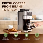 Ivation 2-in-1 Drip Coffee Maker & Grinder – 10 Cup, Auto Brew, Timer, 1.5L Tank, Reusable Filter.