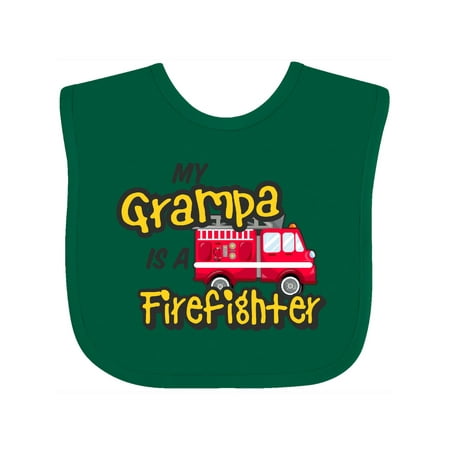 

Inktastic My Grampa is a Firefighter with Fire Truck Gift Baby Boy or Baby Girl Bib