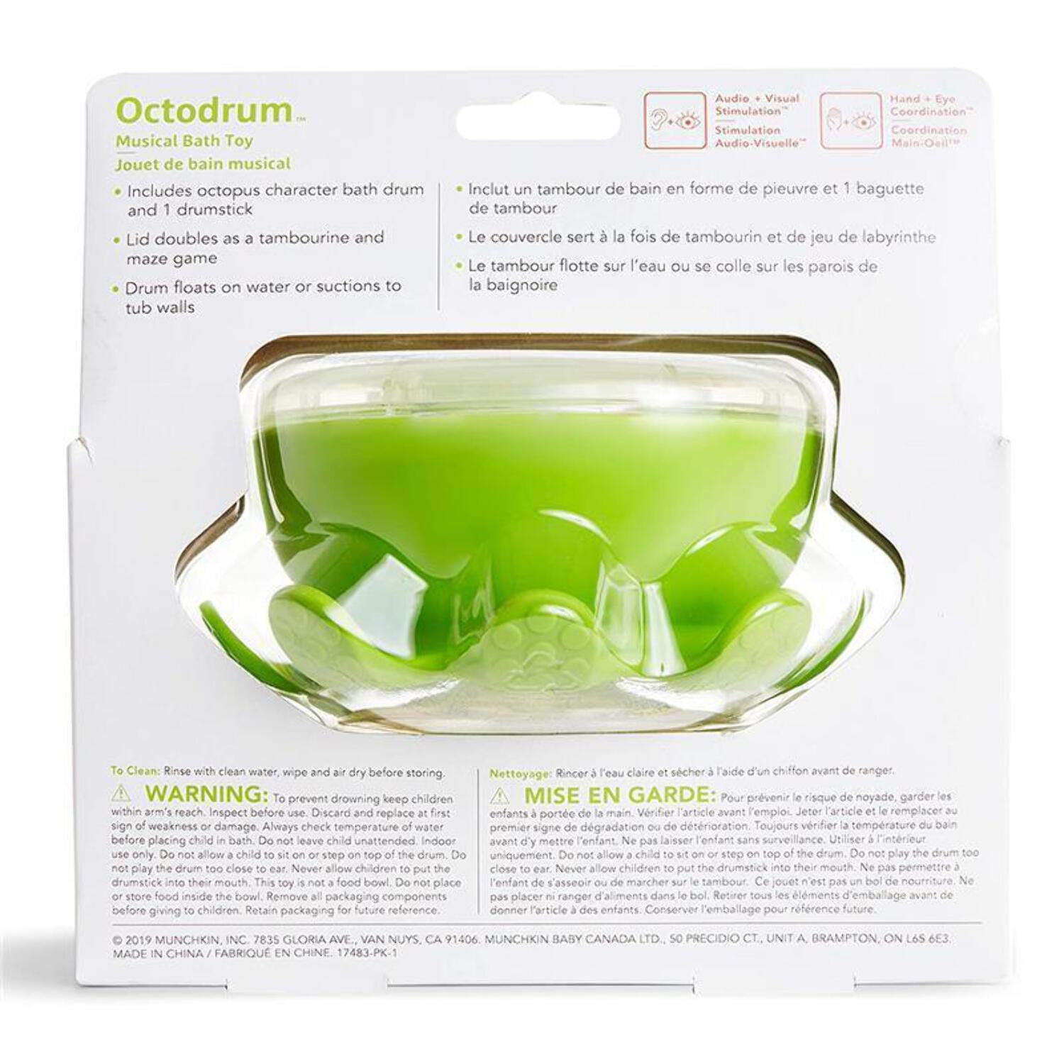 Munchkin® Octodrum™ 3-in-1 Musical Toddler Bath Toy, Unisex, Green