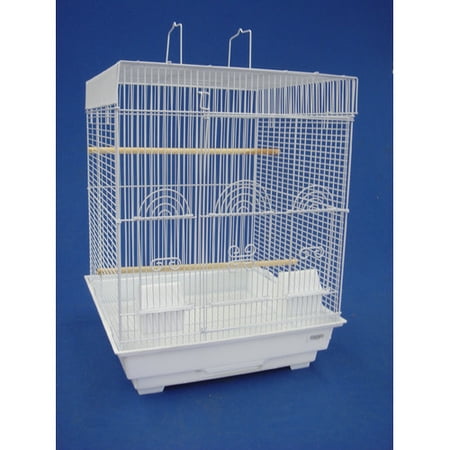 YML Group 5924WHT 5924 3/8" Bar Spacing Flat Top Small Bird Cage - 18"x18" In White