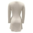 thumbnail image 5 of DHFJKG Sweater Dress For Women Bohemian Knit Ribbrd Solid Color Long Sleeve Round Neck Mini Dress With Pockets Soft Dresses, 5 of 5