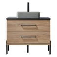thumbnail image 2 of Trento 36" Black Sintered Stone Top Concrete Sink North American Oak Bath Vanity, 2 of 13