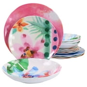 Spice by Tia Mowry Floral Cinnamon Twist 12 Piece Melamine Dinnerware Set in Assorted Colors