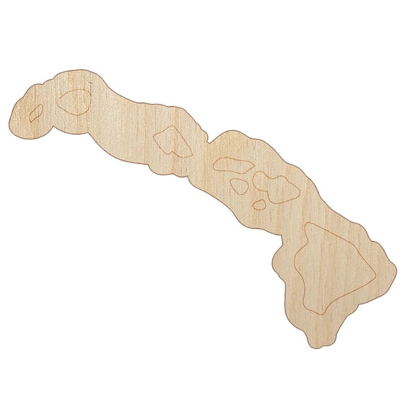 Hawaii State Silhouette Wood Shape Unfinished Piece Cutout Craft DIY Projects - 6.25 Inch Size - 1/8 Inch Thick
