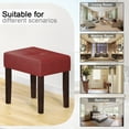 thumbnail image 6 of FAGAGA Two Leather Vanity Stool, Rectangle Ottoman Bench for Makeup Room, Vanity Chair with Wood Legs for Piano Room, Bedroom, Living Room | Red, 6 of 9