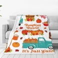 thumbnail image 4 of Salouo Fall Pumpkins Print Bed Blankets,Flannel Blanket Comfortable Air Conditioning Blanket Lightweight Blanket for Sofa Bed Travel & Couch -40"x30", 4 of 8