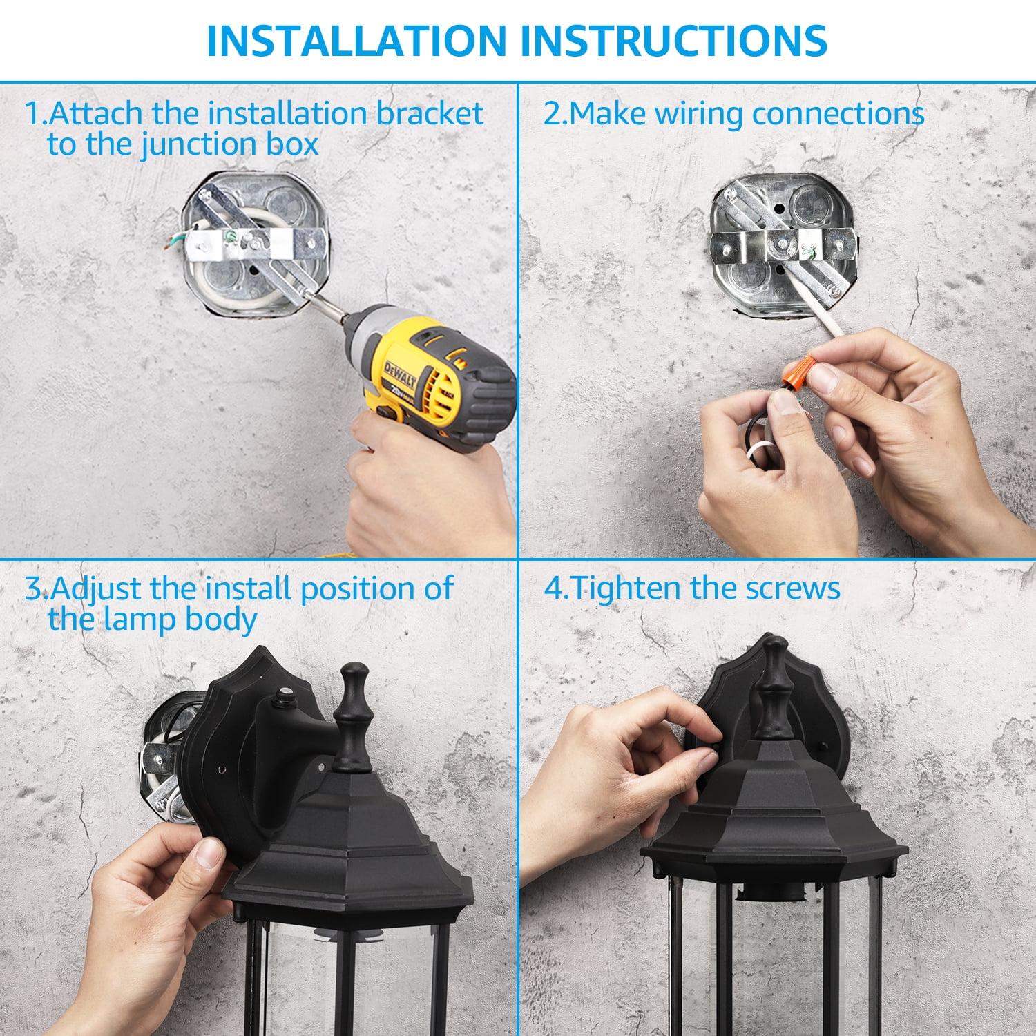 Dusk to Dawn Sensor Outdoor Wall Lanterns, Exterior Wall Light Fixture with E26 Socket, UL Listed, Wall Mount Sconce Waterproof Matte Black Wall Lamp with Clear Glass