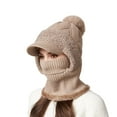thumbnail image 2 of Women’s 3-in-1 Pom-Pom Bill Knitted Balaclava - Fleece-Lined Hat Scarf Mask Set, Upgraded Windproof Warm Winter Headwear, Soft Thickened Design for Cold Weather, Stylish Outdoor Accessory, A, 2 of 7