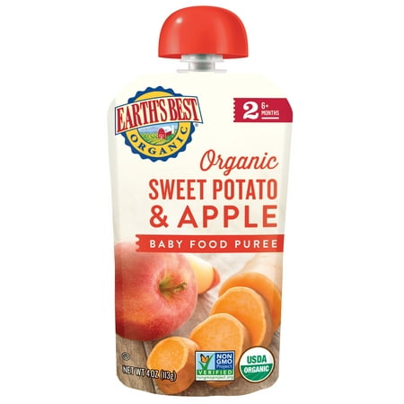 Earth's Best Organic Stage 2, Sweet Potato & Apple Puree, 4 Ounce (Best Baby Food Pouches Uk)