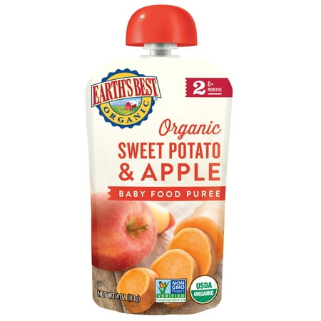 Earth's Best Organic Stage 2, Sweet Potato & Apple Puree, 4 Ounce (Best Way To Make A Baked Potato In The Microwave)