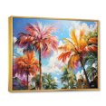 thumbnail image 2 of Designart Palms & Palm Trees framed wall art decor, Palms & Palm Trees framed wall Art, Colorful Palm Trees composition IX , Multi-Color Traditional Gold framed wall art, 32x16 inches Gold Frame, 2 of 5