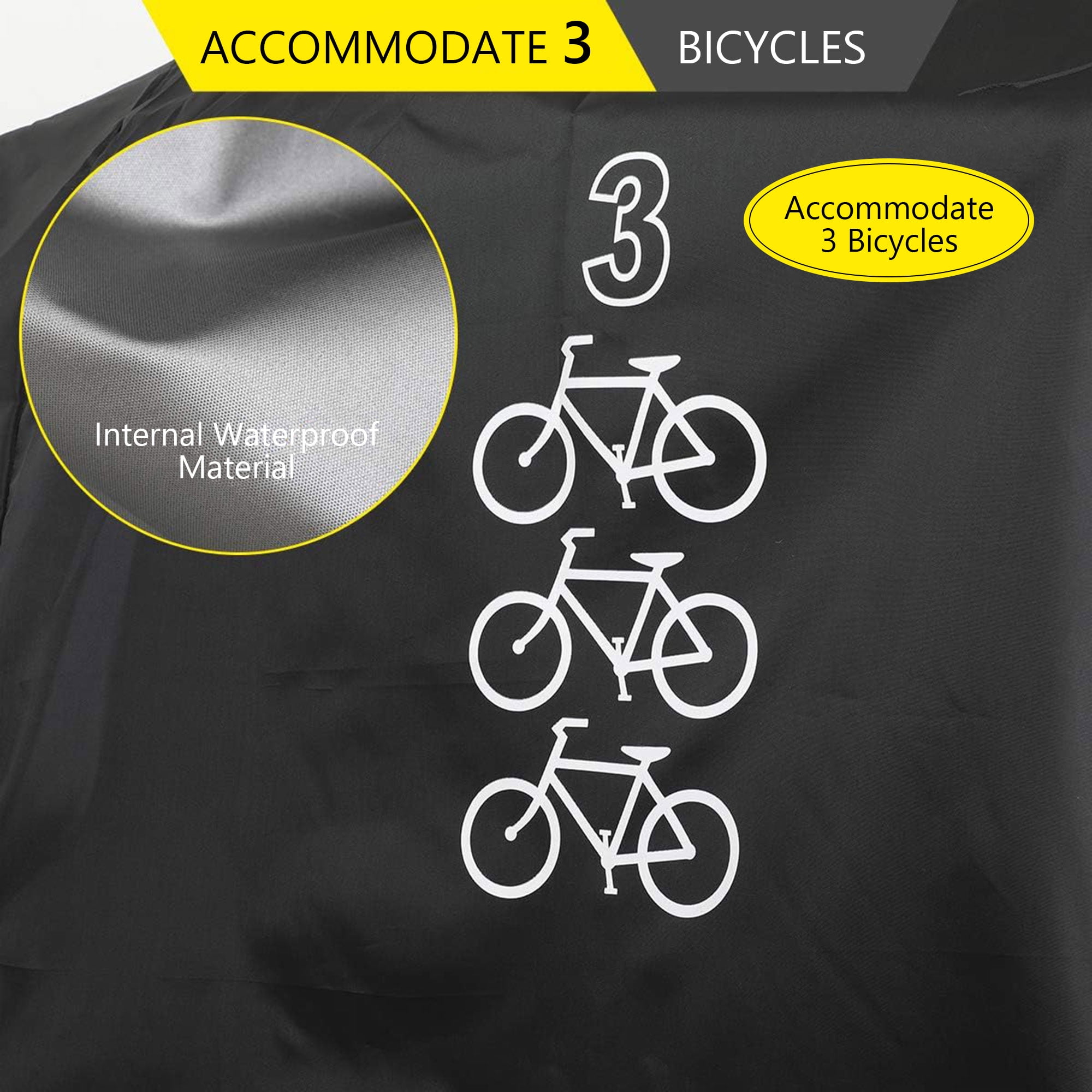 Semfri XXL Bike Cover, Fits 3 Bicycles Heavy-Duty Waterproof/Sun-Resistant, with Locking Buckles, for Mountain /Road/E-Bikes