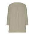 thumbnail image 4 of Inleife Womens T-Shirts Women's 2024 Summer Loose Slim Long Sleeve Solid Color Round Neck Cotton And Linen Top Sizes Khaki XXL, 4 of 6