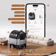 REDSASA Self Cleaning Cat Litter Box, Litter Box, 69L + 10L Automatic Litter Box for Cats, App-Controlled with Safety Sensors, Removable Washable Cat Toilet with 1 Rolls Garbage Bags