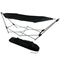 Lavish Home Foldable Portable Hammock with Stand for Outside Travel, Black