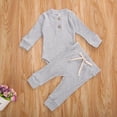 thumbnail image 2 of Kiapeise Infant Baby Knit Outfits Suits Buttons Round Neck Long Sleeve Romper Top + Elastic Long Pant, 2 of 6