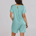 thumbnail image 7 of aidice Summer Jumpsuits for Women V Neck Short Sleeve Keyhole Comfy Loose Casual Shorts Rompers Pockets, 7 of 7